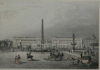 Deux gravures couleur - Paris Place de la concorde et La Colonnade du Louvre - Rouargue fr&egrave;res. Rouargue fr&egrave;res