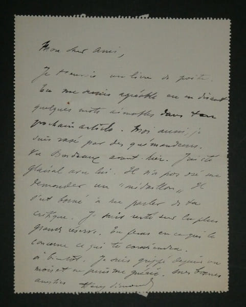SIMON Henri - CARTE LETTRE AUTOGRAPHE SIGNEE &Agrave; Charles FOLEY, JOURNAL. Henri Simon