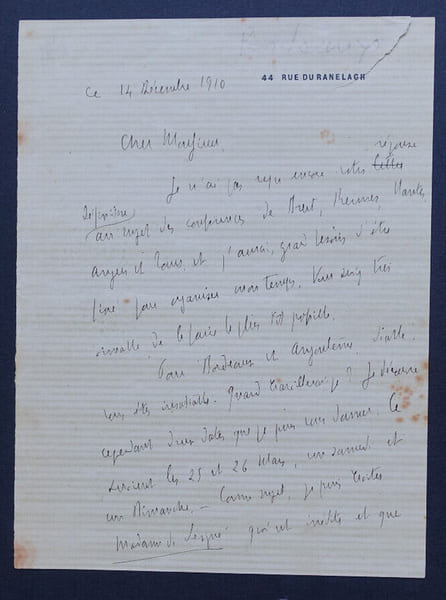 Henry BORDEAUX, Avocat et romancier - LETTRE AUTOGRAPHE SIGN&Eacute;E, 1910. Henry BORDEAUX