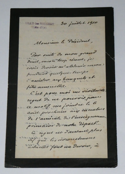 G&eacute;n&eacute;ral Louis ANDRE - Lettre autographe sign&eacute;e &agrave; Mr Le Pr&eacute;sident, 30 juillet 1910. Louis Andr&eacute;