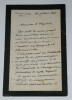 G&eacute;n&eacute;ral Louis ANDRE - Lettre autographe sign&eacute;e &agrave; Mr Le Pr&eacute;sident, 30 juillet 1910. Louis Andr&eacute;