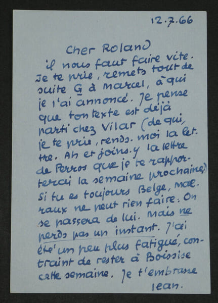 Jean PAULHAN, &Eacute;crivain - Lettre autographe sign&eacute;e &agrave; "Cher Roland", 1966. Jean PAULHAN