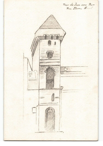 Dessin au crayon, Parc du restaurant Doyen Champs-&Eacute;lys&eacute;es par E. Phelipeau 1914. E. Phelipeau
