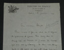 Louis DUMUR - Lettre autographe sign&eacute;e &agrave; Monsieur CLOUZOT - Agence des prisonniers de Guerre - Guerre 14/18 - 1916. Louis DUMUR