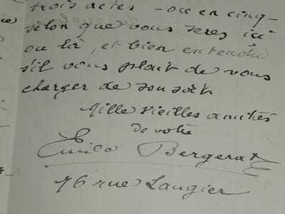 Émile BERGERAT - BELLE LETTRE AUTOGRAPHE SIGNÉE À COQUELIN AÎNÉ - 3 pages 1891