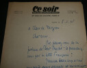 Jean-Richard BLOCH, LETTRE AUTOGRAPHE SIGN&Eacute;E A Claude NOYAU SUR Bert BRECHT 1945. Jean-Richard BLOCH