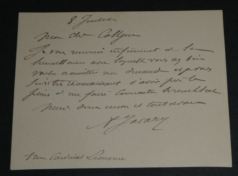 Paul-&Eacute;mile JAVARY, Ing&eacute;nieur - Carte-lettre autographe sign&eacute;e de remerciements. Paul-&Eacute;mile JAVARY