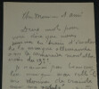 Andr&eacute; Abbal [Sculpteur] - Lettre autographe sign&eacute;e &agrave; H. Lapauze - 1914. Andr&eacute; ABBAL
