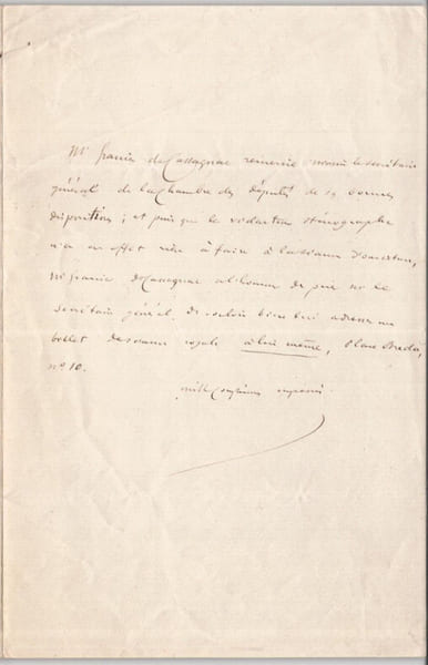 Bernard-Adolphe GRANIER DE CASSAGNAC Lettre autographe 1 page. Bernard-Adolphe GRANIER DE CASSAGNAC