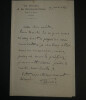 Edouard HERV&Eacute; - LETTRE AUTOGRAPHE SIGN&Eacute;E de remerciement 1885. Edouard HERV&Eacute;