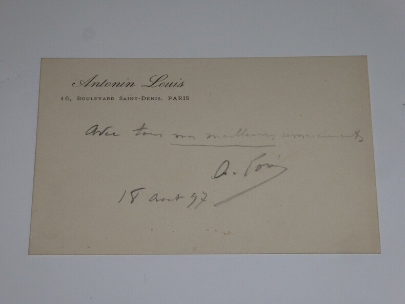 CARTE DE VISITE ANNOT&Eacute;E, 1897. Antonin Louis