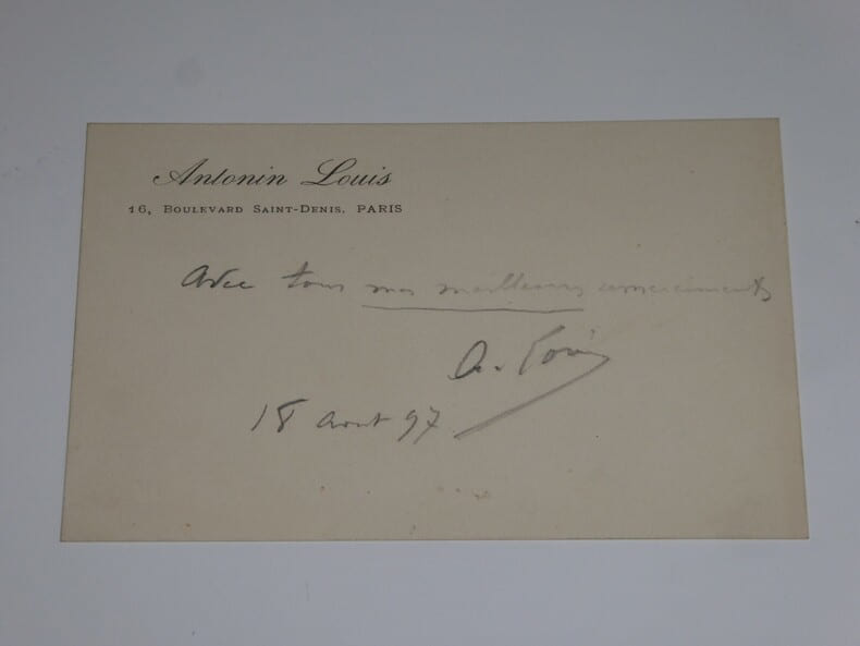 CARTE DE VISITE ANNOT&Eacute;E, 1897. Antonin Louis
