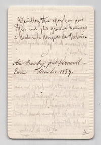 Aglaé de Corday - Lettre autographe signée au Marquis de Valois, 4 pages - 1854