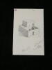 Dessin original sign&eacute; - Maison &eacute;gyptienne d'apr&egrave;s une maquette de l'&eacute;poque (Mus&eacute;e du Louvre). Louis Henri Laffill&eacute;e