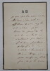 Adolphe BELOT - Lettre autographe sign&eacute;e. Adolphe Belot
