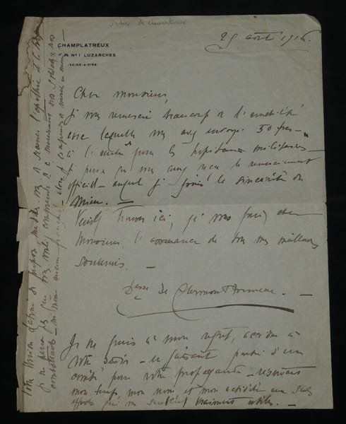 &Eacute;lisabeth de Clermont-Tonnerre - Lettre autographe sign&eacute;e - 1916. &Eacute;lisabeth de Clermont-Tonnerre