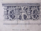 Balustrade du ch&acirc;teau de Blois - Dessin original sign&eacute;. Louis Henri Laffill&eacute;e