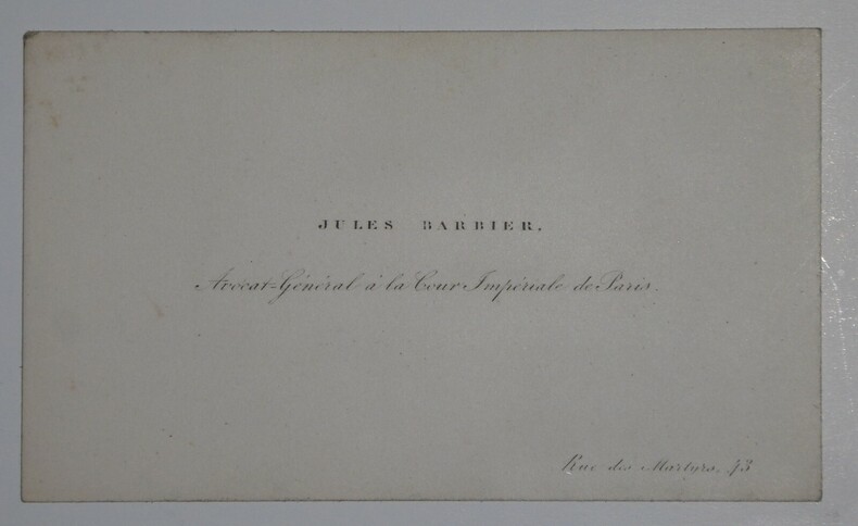 Carte de visite simple. Jules Barbier