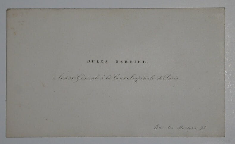 Carte de visite simple. Jules Barbier