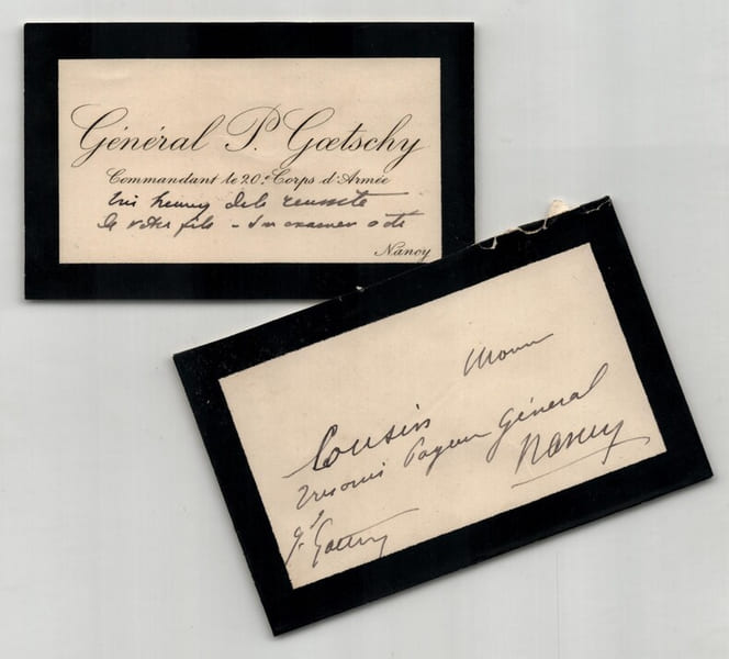 G&eacute;n&eacute;ral Paul-Henri Goetschy - Carte de visite autographe sign&eacute;e - 1912. Paul-Henri Goetschy