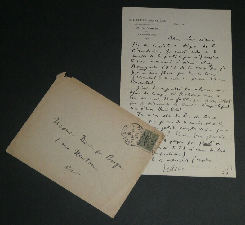 Jean Galtier-Boissi&egrave;re - Lettre autographe sign&eacute;e &agrave; Dominique Braga - 1919. Jean Galtier-Boissi&egrave;re