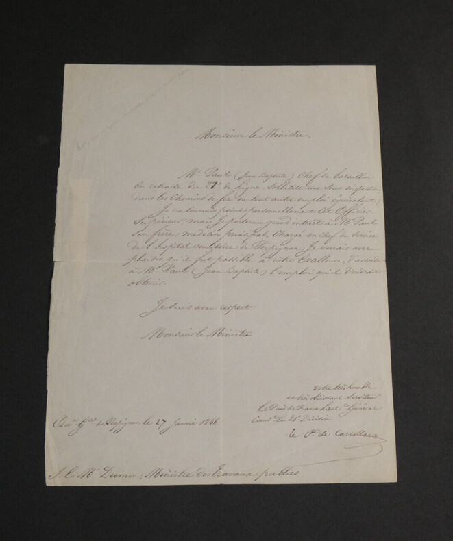 Boniface de Castellane, Homme politique - LETTRE AUTOGRAPHE SIGN&Eacute;E, 1846. Boniface de Castellane