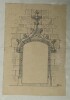 Dessin original sign&eacute; - Porte g&acirc;bl&eacute;e du XVe si&egrave;cle. Louis Henri Laffill&eacute;e
