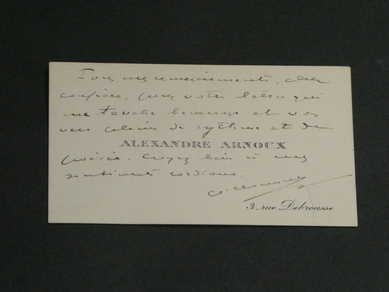 Alexandre ARNOUX - CARTE DE VISITE AUTOGRAPHE SIGN&Eacute;E &Agrave; Pierre LHOSTE. Alexandre ARNOUX