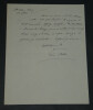 Louis ARTUS - LETTRE AUTOGRAPHE SIGN&Eacute;E &Agrave; LHOSTE "Apprenez les r&egrave;gles" 1934. Louis ARTUS