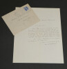 Yves GANDON, &Eacute;crivain - LETTRE AUTOGRAPHE SIGN&Eacute;E &Agrave; A. ROLLAND DE REN&Eacute;VILLE, 1953. Yves GANDON