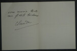 Claude FARR&Egrave;RE - Lettre Autographe Sign&eacute;e "ma fid&egrave;le tendresse". Claude Farr&egrave;re