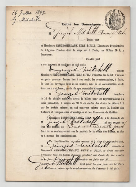 Pouvoir sign&eacute; Georges Mitchell – Collection coh&eacute;rente de 50 auteurs & musiciens. Georges Mitchell