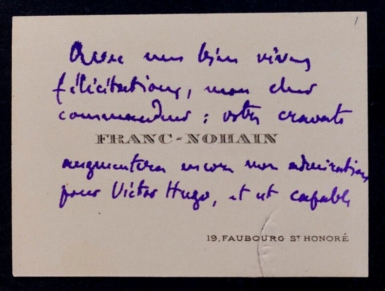 Franc NOHAIN, Ecrivain - CARTE DE VISITE AUTOGRAPHE SIGN&Eacute;E. Franc NOHAIN