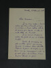 Paul Collet - Lettre autographe sign&eacute;e et Fiche Collection Henri CHENU - 1928. Paul COLLET