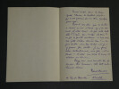 Paul Collet - Lettre autographe sign&eacute;e et Fiche Collection Henri CHENU - 1928. Paul COLLET