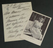 Cassive, actrice - Lettre autographe sign&eacute;e et une coupure de journal, 1921. Armande CASSIVE
