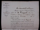 Mar&eacute;chal Jacques Louis RANDON - Autorisation de d&eacute;mission sign&eacute;e &agrave; M. de Traynel, 1864. Jacques Louis RANDON
