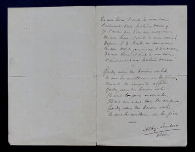 Poème autographe signé "Baiser Volé"