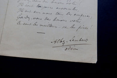Poème autographe signé "Baiser Volé"