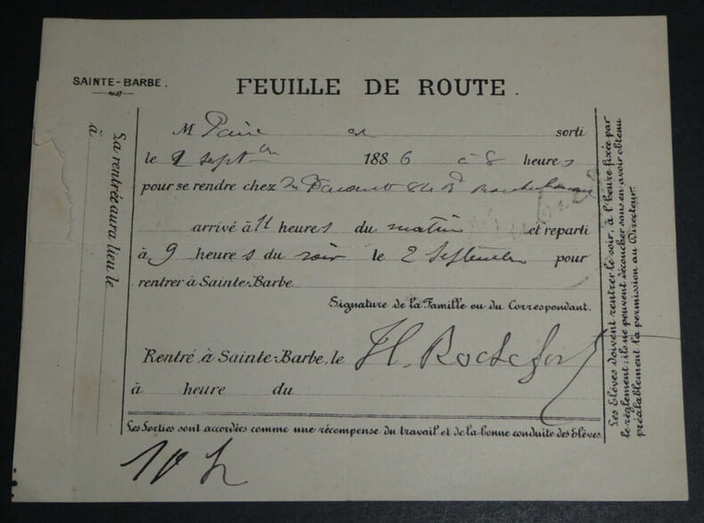 Henri ROCHEFORT - FEUILLE DE ROUTE AUTOGRAPHE SIGN&Eacute;E, 1886, Sainte-Barbe. Henri ROCHEFORT