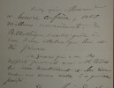 Paul VIOLLET Lettre Autographe Sign&eacute;e remerciement &agrave; M. Levasseur Paris, 1904. Paul VIOLLET