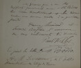 Paul VIOLLET Lettre Autographe Sign&eacute;e remerciement &agrave; M. Levasseur Paris, 1904. Paul VIOLLET