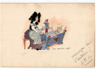 Petite aquarelle, Alsacienne et son b&eacute;n&eacute; "son premier jouet" ann&eacute;es 1910/30. 