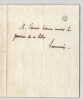 F&eacute;licit&eacute; Robert De La Mennais - &Eacute;crivain - BILLET AUTOGRAPHE SIGN&Eacute;. F&eacute;licit&eacute; Robert De La Mennais