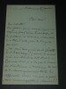 Lettre autographe sign&eacute;e concernant Madame Worus. Charles-Edmond CHOJECKI
