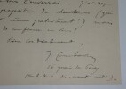 COMBARIEU Jules - LETTRE AUTOGRAPHE SIGN&Eacute;E, UNIVERSIT&Eacute; DE FRANCE, 1904. Jules Combarieu