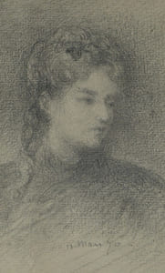 Portrait d'une femme - Dessin au crayon d'Adolphe Leleux