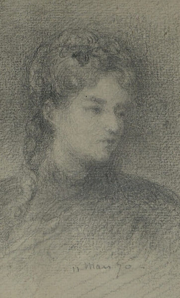 Portrait d'une femme - Dessin au crayon d'Adolphe Leleux. Adolphe Leleux