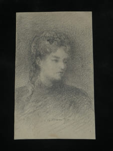 Portrait d'une femme - Dessin au crayon d'Adolphe Leleux