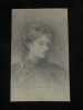 Portrait d'une femme - Dessin au crayon d'Adolphe Leleux. Adolphe Leleux